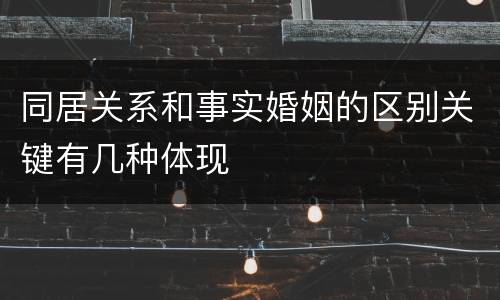 同居关系和事实婚姻的区别关键有几种体现