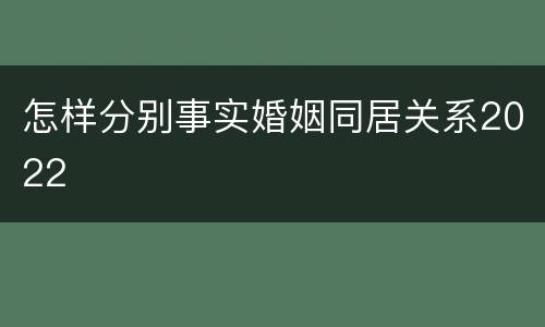 怎样分别事实婚姻同居关系2022