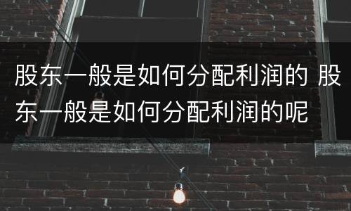 股东一般是如何分配利润的 股东一般是如何分配利润的呢