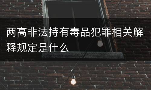 两高非法持有毒品犯罪相关解释规定是什么