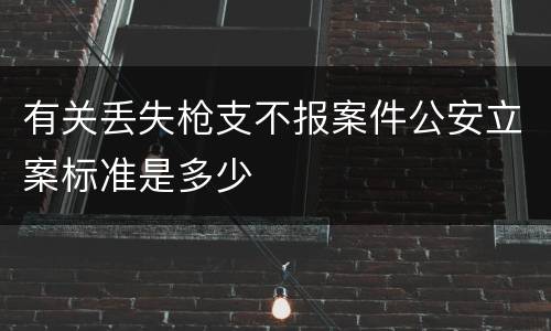 有关丢失枪支不报案件公安立案标准是多少