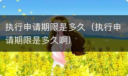 执行申请期限是多久（执行申请期限是多久啊）