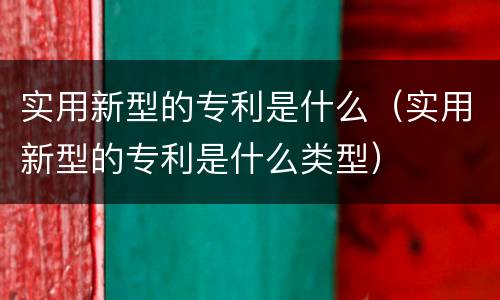 实用新型的专利是什么（实用新型的专利是什么类型）