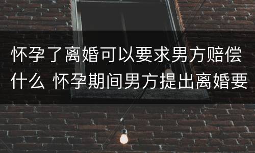 怀孕了离婚可以要求男方赔偿什么 怀孕期间男方提出离婚要怎么赔偿