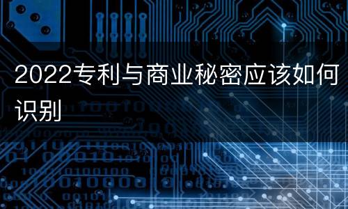 2022专利与商业秘密应该如何识别