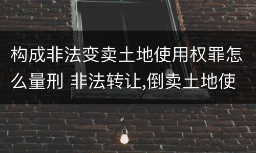 构成非法变卖土地使用权罪怎么量刑 非法转让,倒卖土地使用权罪定罪标准