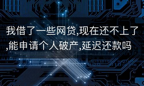 我借了一些网贷,现在还不上了,能申请个人破产,延迟还款吗