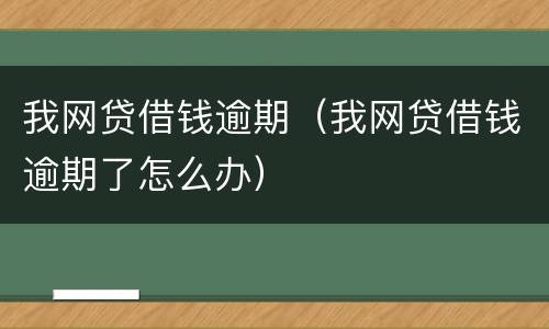 我网贷借钱逾期（我网贷借钱逾期了怎么办）