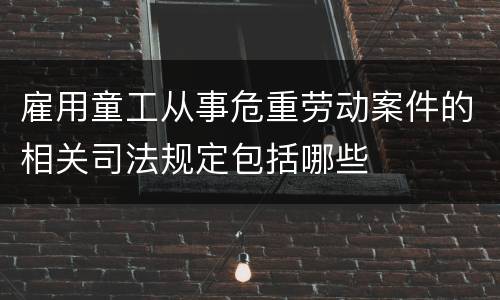 雇用童工从事危重劳动案件的相关司法规定包括哪些