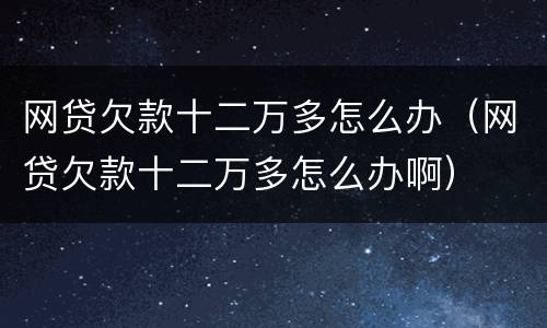 网贷欠款十二万多怎么办（网贷欠款十二万多怎么办啊）