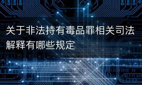 关于非法持有毒品罪相关司法解释有哪些规定