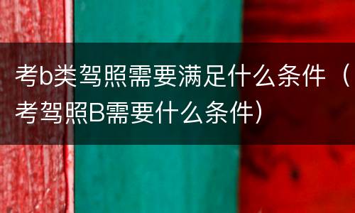考b类驾照需要满足什么条件（考驾照B需要什么条件）