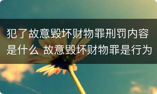 犯了故意毁坏财物罪刑罚内容是什么 故意毁坏财物罪是行为犯吗
