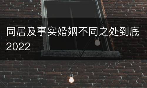 同居及事实婚姻不同之处到底2022