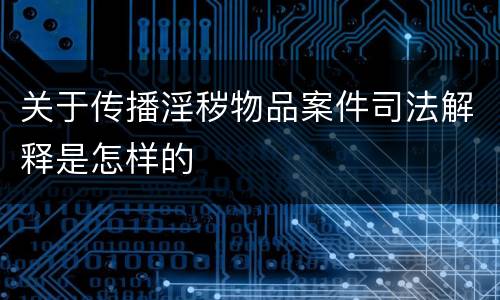 关于传播淫秽物品案件司法解释是怎样的