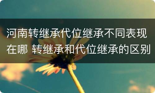 河南转继承代位继承不同表现在哪 转继承和代位继承的区别举例