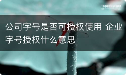 公司字号是否可授权使用 企业字号授权什么意思