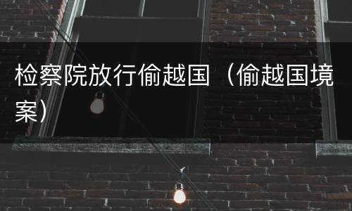 检察院放行偷越国（偷越国境案）