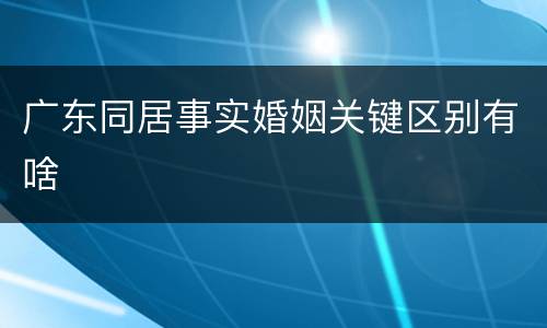 广东同居事实婚姻关键区别有啥