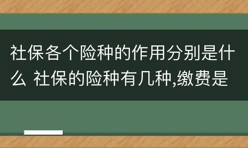社保各个险种的作用分别是什么 社保的险种有几种,缴费是一样的吗