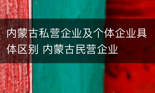 内蒙古私营企业及个体企业具体区别 内蒙古民营企业