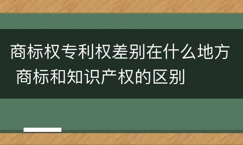 商标权专利权差别在什么地方 商标和知识产权的区别