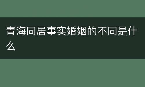 青海同居事实婚姻的不同是什么