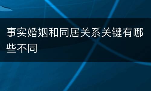 事实婚姻和同居关系关键有哪些不同