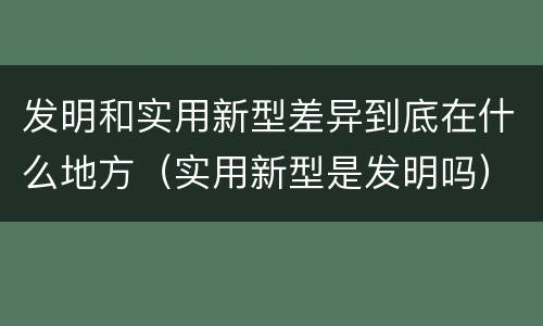 发明和实用新型差异到底在什么地方（实用新型是发明吗）