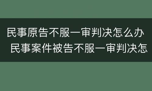 民事原告不服一审判决怎么办 民事案件被告不服一审判决怎么办