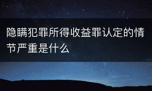 隐瞒犯罪所得收益罪认定的情节严重是什么