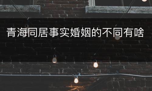 青海同居事实婚姻的不同有啥