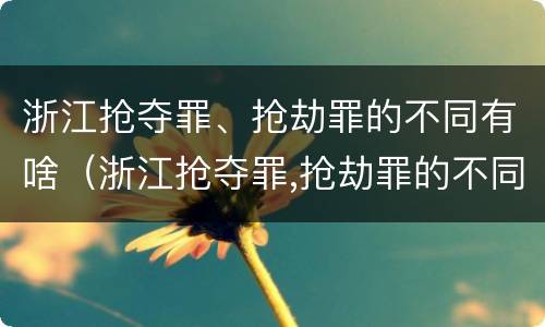 浙江抢夺罪、抢劫罪的不同有啥（浙江抢夺罪,抢劫罪的不同有啥区别）