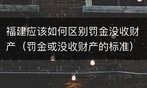 福建应该如何区别罚金没收财产（罚金或没收财产的标准）