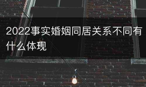 2022事实婚姻同居关系不同有什么体现