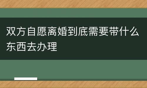双方自愿离婚到底需要带什么东西去办理
