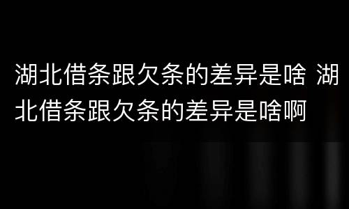 湖北借条跟欠条的差异是啥 湖北借条跟欠条的差异是啥啊