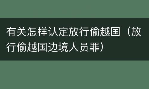 有关怎样认定放行偷越国（放行偷越国边境人员罪）