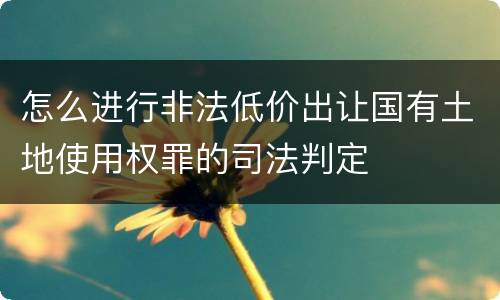 怎么进行非法低价出让国有土地使用权罪的司法判定