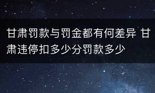 甘肃罚款与罚金都有何差异 甘肃违停扣多少分罚款多少