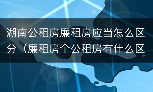 湖南公租房廉租房应当怎么区分（廉租房个公租房有什么区别）
