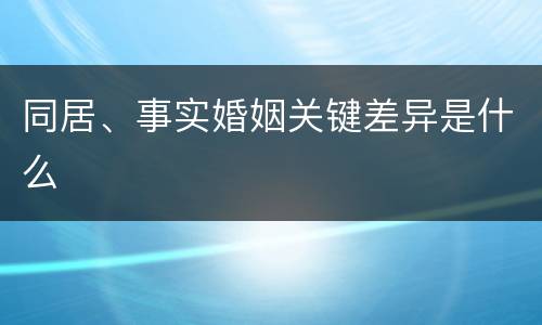 同居、事实婚姻关键差异是什么