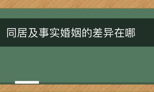 同居及事实婚姻的差异在哪