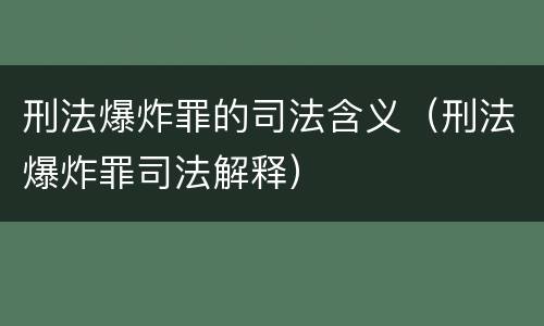 刑法爆炸罪的司法含义（刑法爆炸罪司法解释）