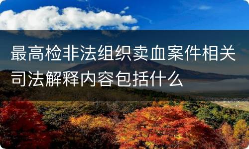 最高检非法组织卖血案件相关司法解释内容包括什么