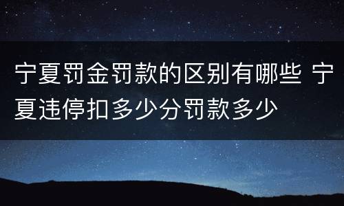 宁夏罚金罚款的区别有哪些 宁夏违停扣多少分罚款多少