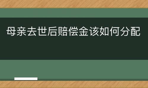 母亲去世后赔偿金该如何分配
