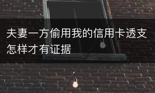 夫妻一方偷用我的信用卡透支怎样才有证据