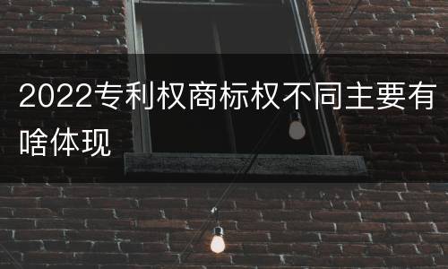 2022专利权商标权不同主要有啥体现