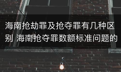 海南抢劫罪及抢夺罪有几种区别 海南抢夺罪数额标准问题的规定